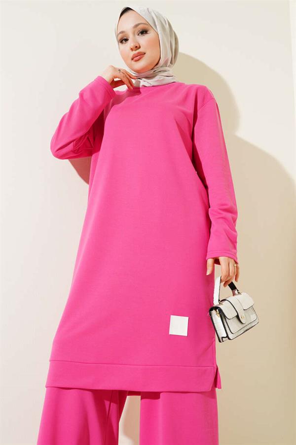 Embroidered Wide Leg 2 Piece Set Fuchsia