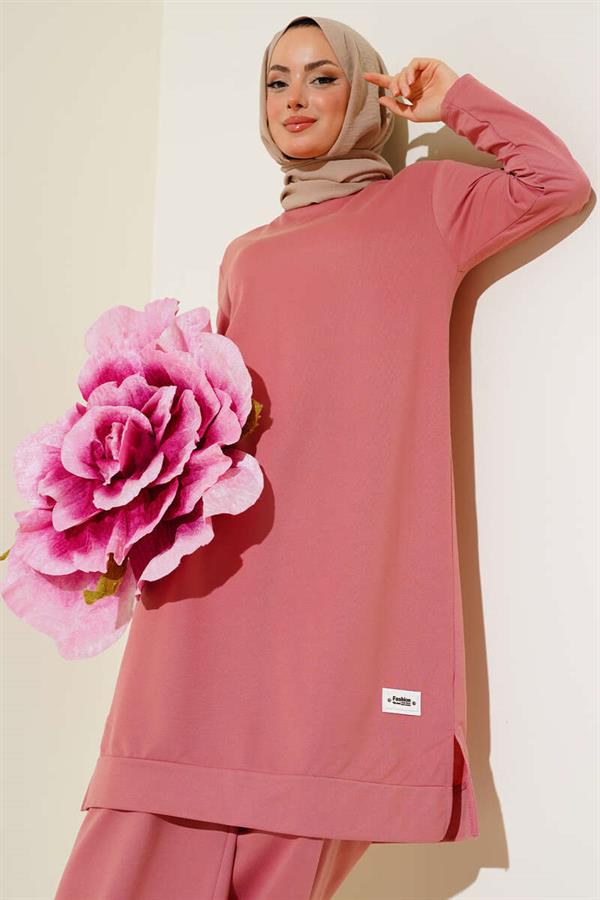 Embroidered Wide Leg 2 Piece Set Rose Dusty