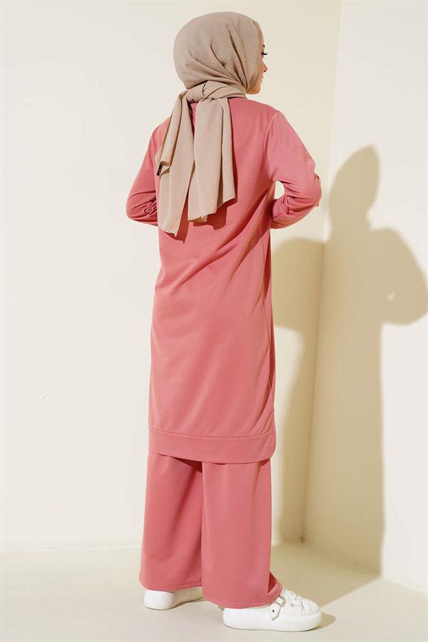 Embroidered Wide Leg 2 Piece Set Rose Dusty