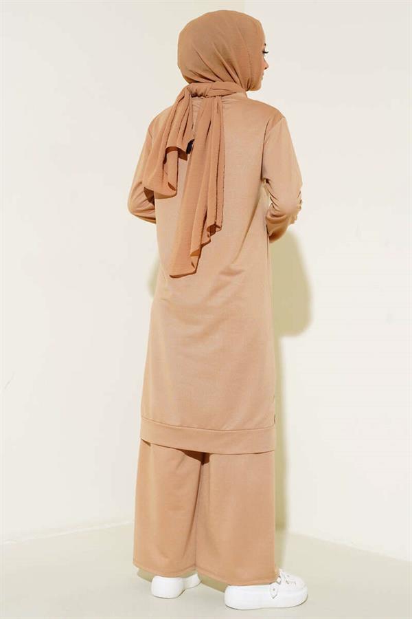 Embroidered Wide Leg 2 Piece Set Latte