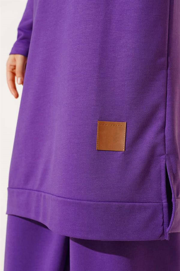 Embroidered Wide Leg 2 Piece Set Purple