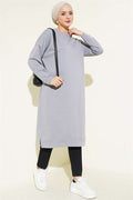 Embellished Long Basic Tunic Grey