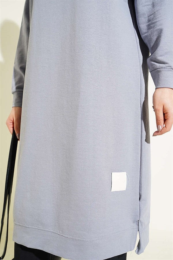 Embellished Long Basic Tunic Grey