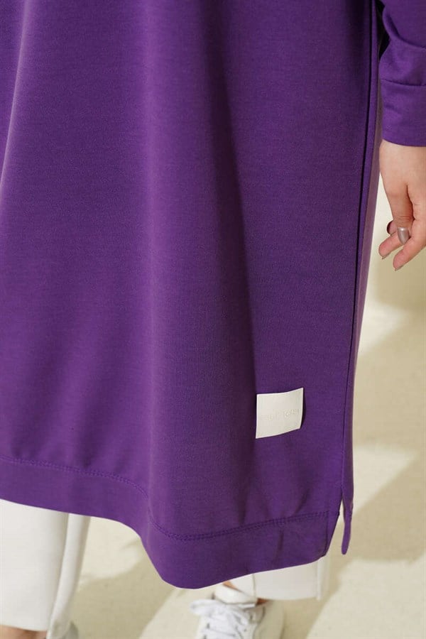 Embellished Long Basic Tunic in Lilac