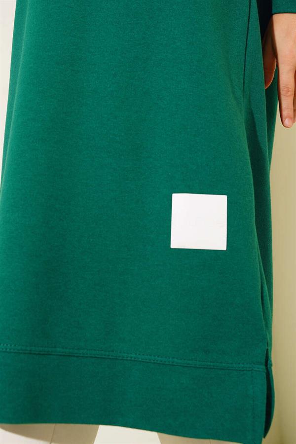  Embroidered Long Basic Tunic Emerald