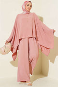 Asymmetrical Cut Loose 2 Piece Set Powder Pink
