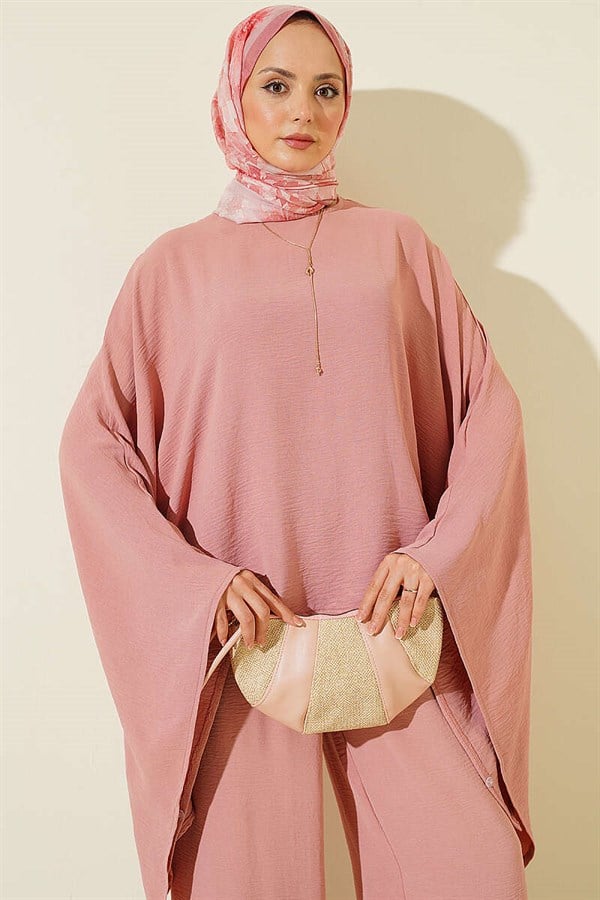 Asymmetrical Cut Loose 2 Piece Set Powder Pink