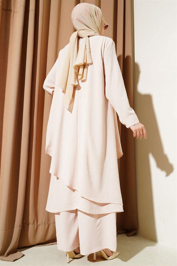 Asymmetrical Cut Aerobin 2 Piece Set Beige