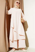Asymmetrical Cut Aerobin 2 Piece Set Beige