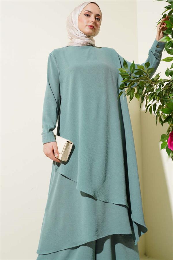 Asymmetrical Cut Aerobin 2 Piece Set Age Green