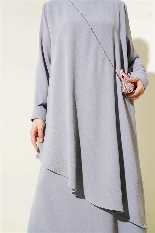 Asymmetrical Cut Aerobin 2 Piece Set Gray