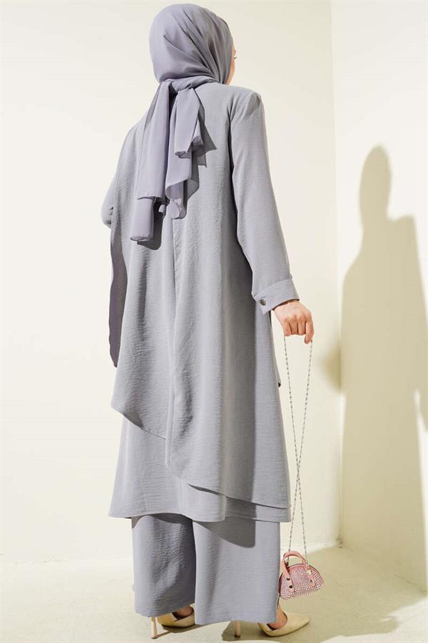 Asymmetrical Cut Aerobin 2 Piece Set Gray