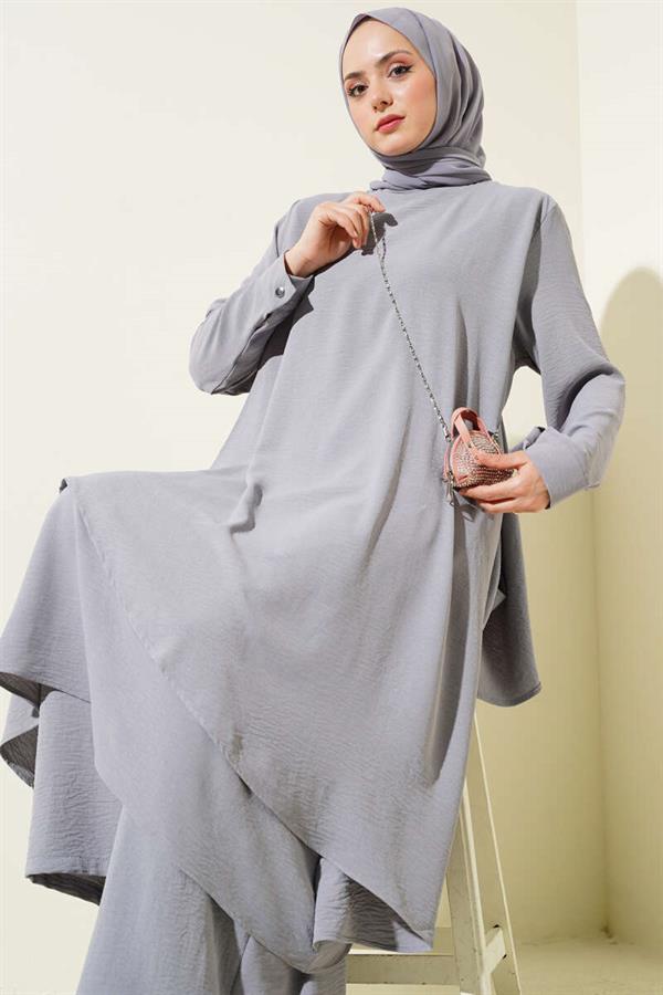 Asymmetrical Cut Aerobin 2 Piece Set Gray