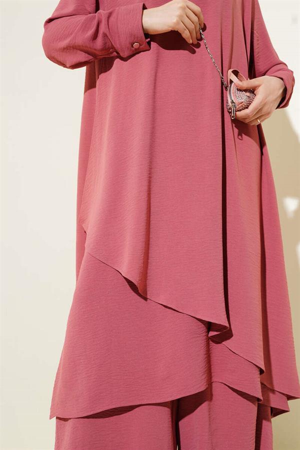 Asymmetrical Cut Aerobin 2 Piece Set Dusty Rose