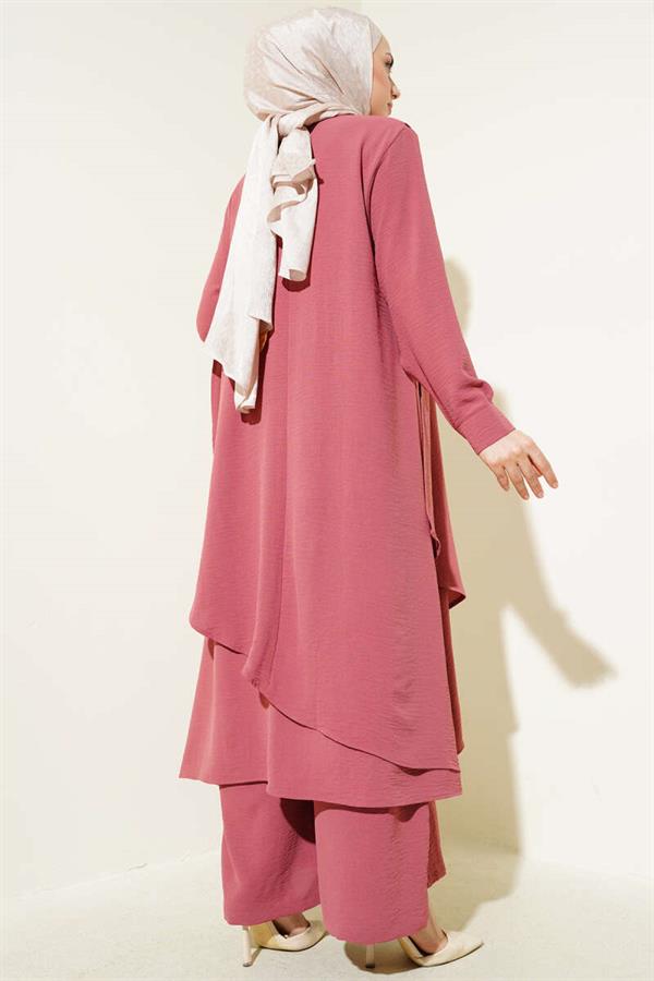 Asymmetrical Cut Aerobin 2 Piece Set Dusty Rose