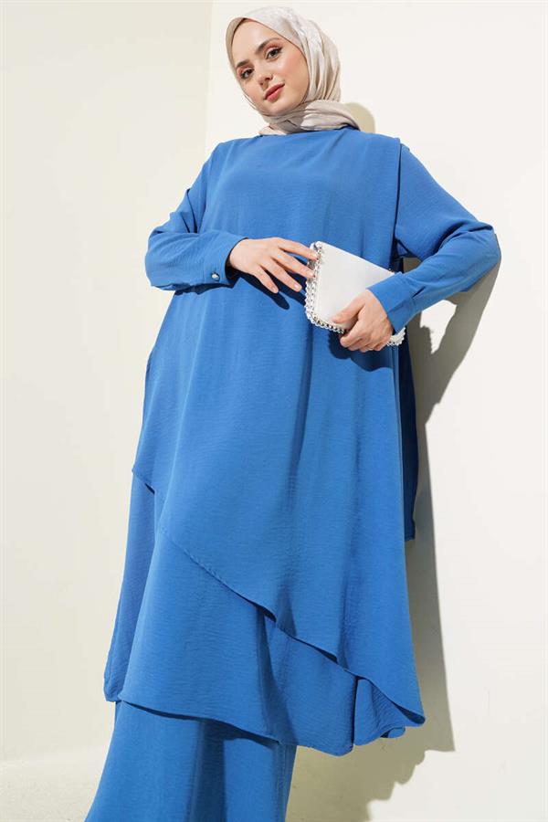Asymmetrical Cut Aerobin 2 Piece Set Blue