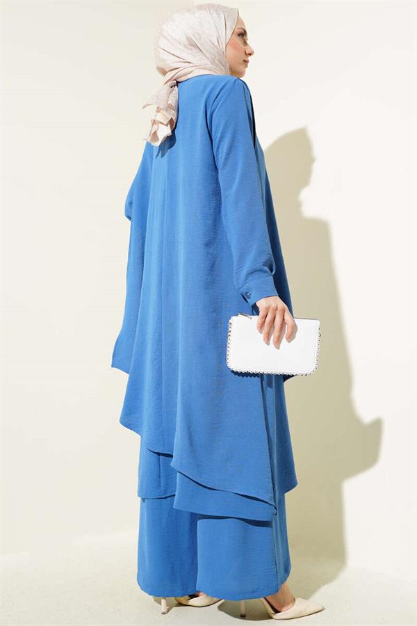 Asymmetrical Cut Aerobin 2 Piece Set Blue