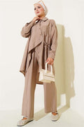 Asymmetric Cut Rope Tied 2 Piece Set Mink
