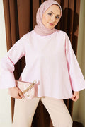 Asymmetrical Cut Thick Striped Tunic Pink