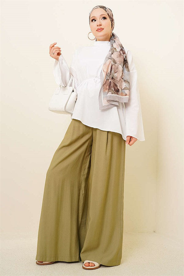 Asymmetrical Cut Poplin Tunic White