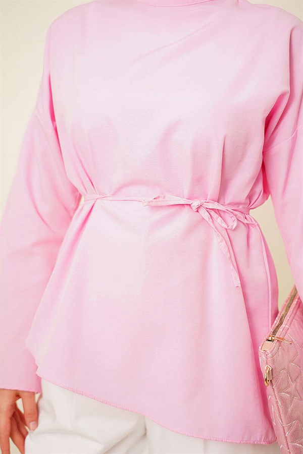Asymmetrical Cut Poplin Tunic Pink