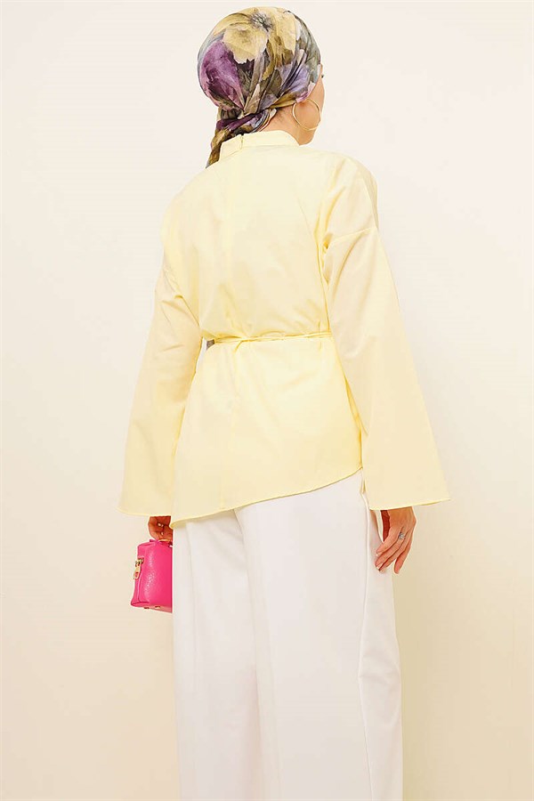 Asymmetrical Cut Poplin Tunic Yellow