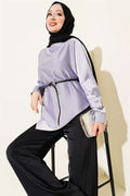 Asymmetrical Cut Satin Tunic Grey