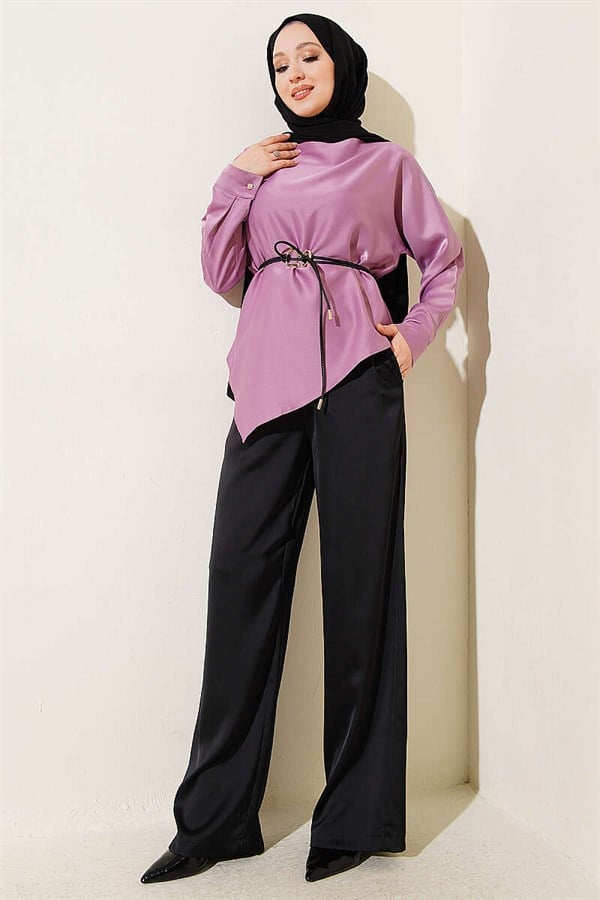 Asymmetrical Satin Tunic Lilac