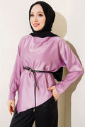 Asymmetrical Satin Tunic Lilac