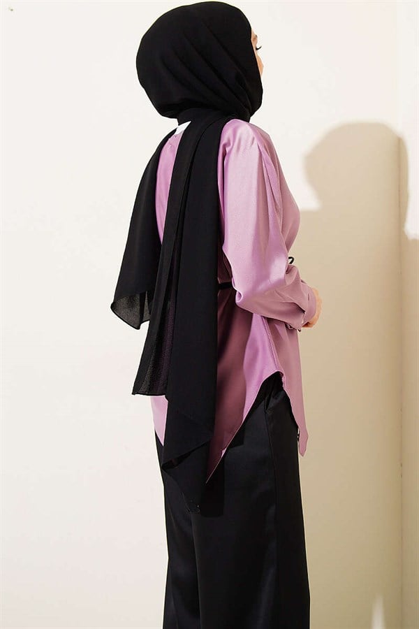 Asymmetrical Satin Tunic Lilac