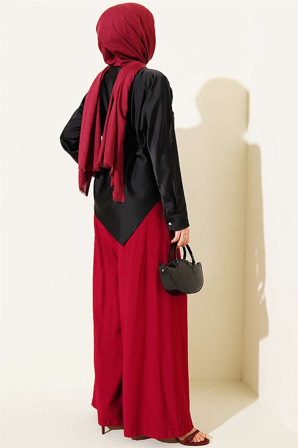 Asymmetrical Cut Satin Tunic Black