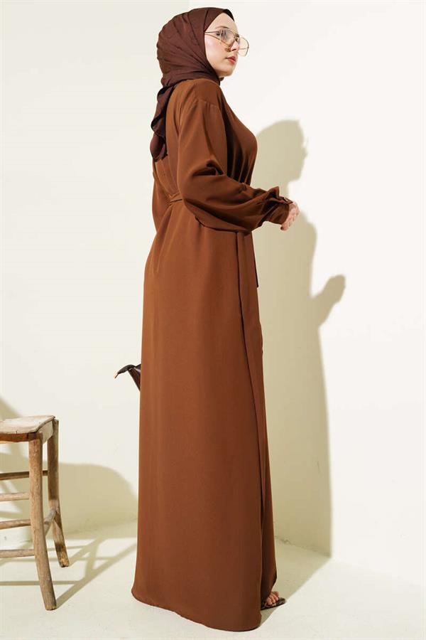 Asymmetrical Cut Long Tunic 2 Piece Set Brown