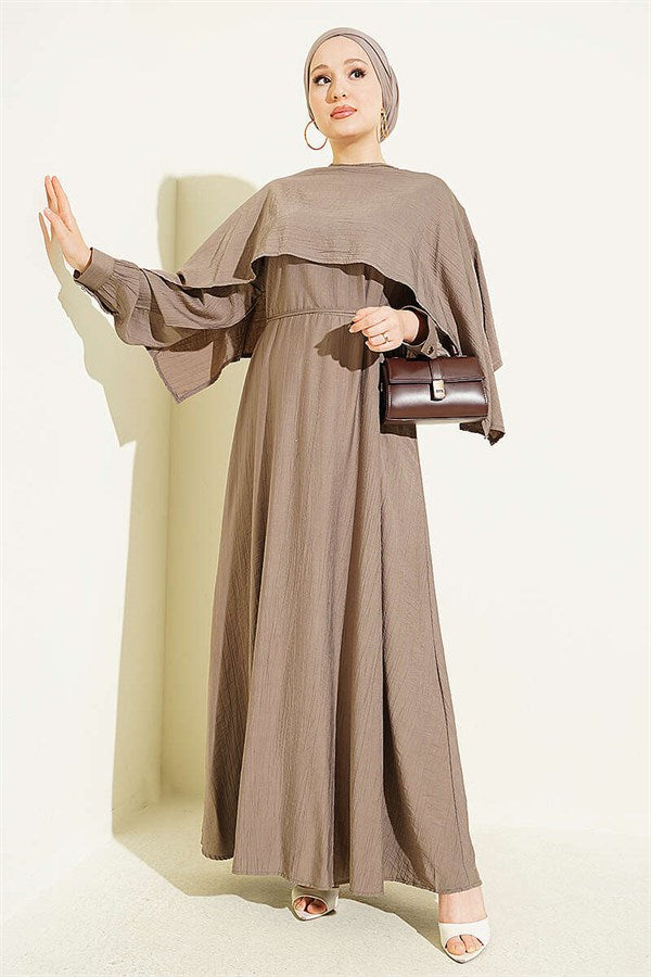 Asymmetrical Off-Shoulder Dress, Mink