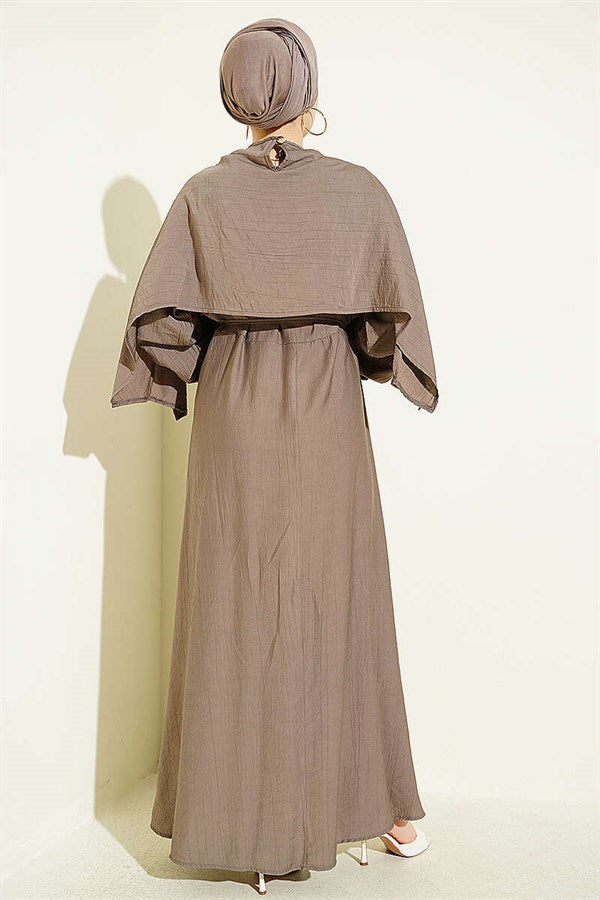 Asymmetrical Off-Shoulder Dress, Mink