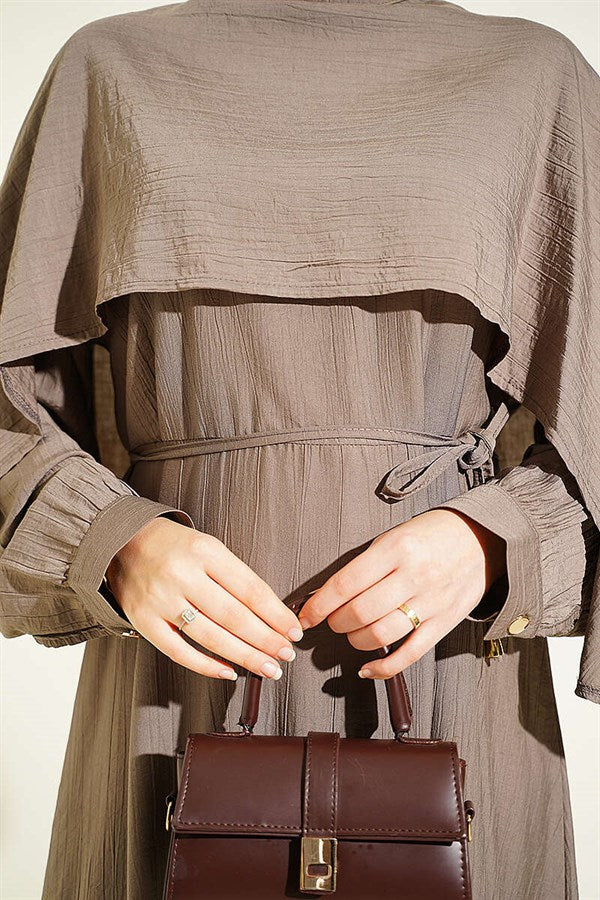 Asymmetrical Off-Shoulder Dress, Mink