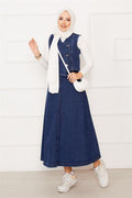 Asymmetrical Vest and Skirt Denim 2 Piece Set Blue