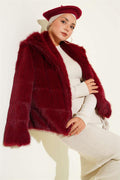 Lined Fur Coat Burgundy