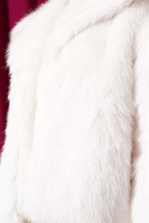 Lined Fur Coat Ecru