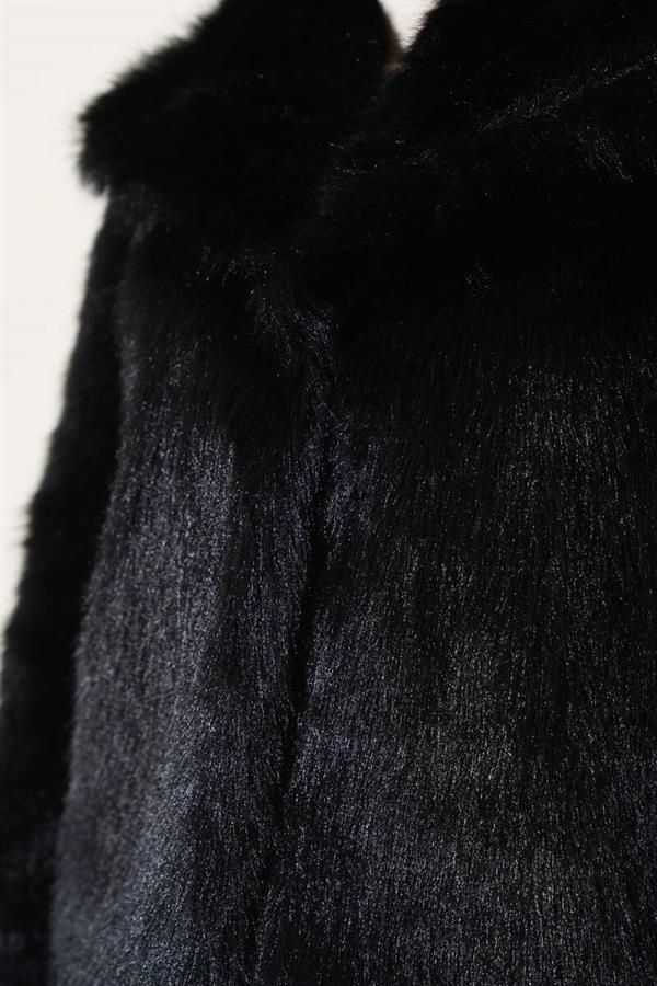 Lined Fur Coat Black