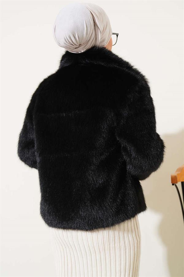Lined Fur Coat Black