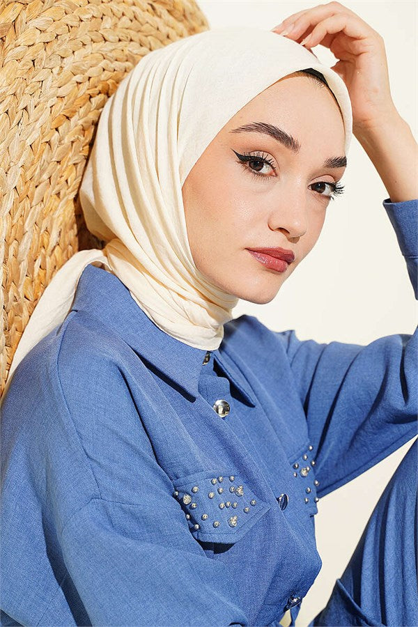 Aya Series Thin Cotton Scarf Cream
