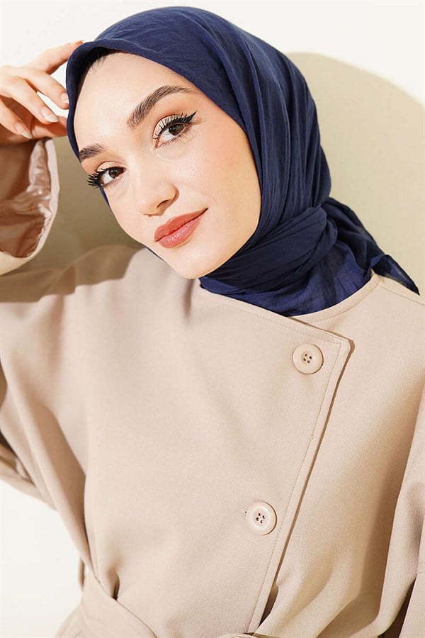 Aya Series Thin Cotton Scarf Navy Blue