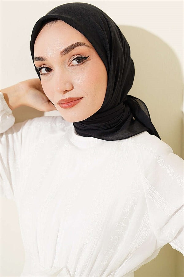 Aya Series Thin Cotton Scarf Black