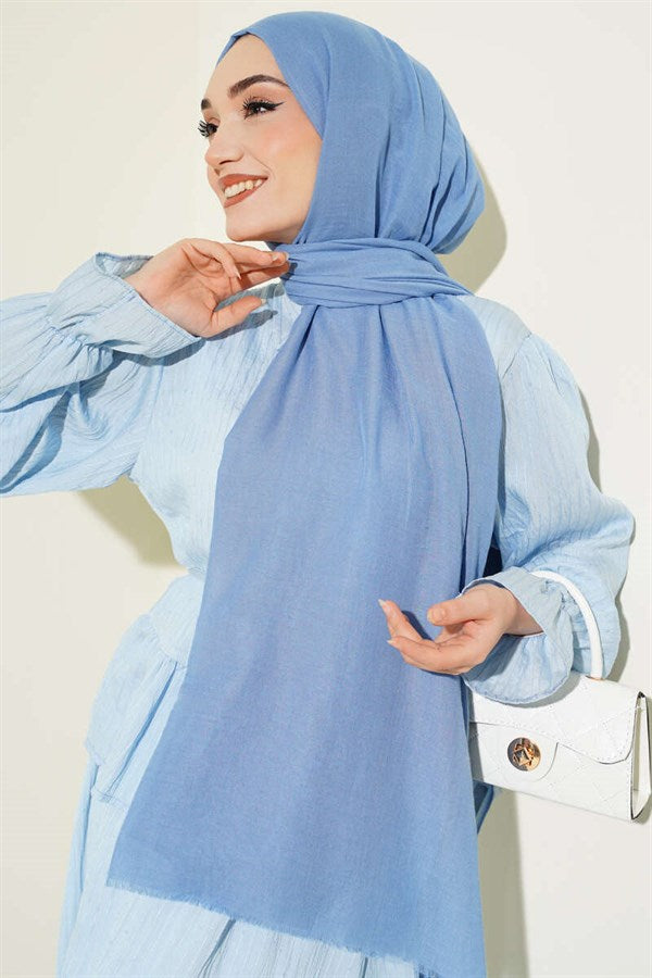 Aya Series Thin Cotton Scarf Baby Blue