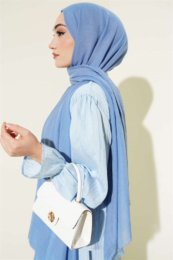 Aya Series Thin Cotton Scarf Baby Blue