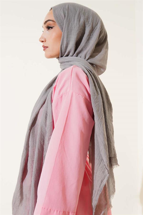 Aya Series Thin Cotton Shawl Gray -44