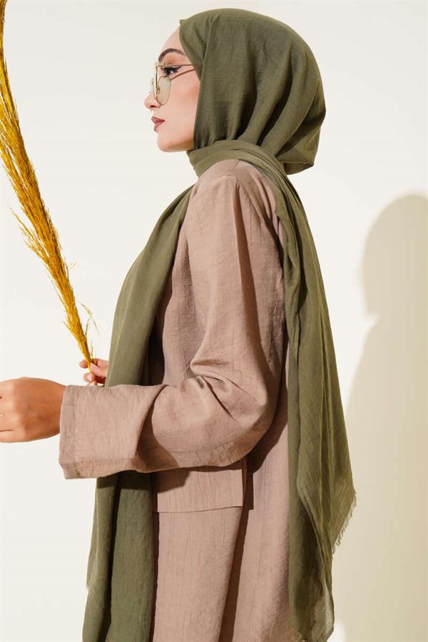 Aya Series Thin Cotton Scarf Khaki -152