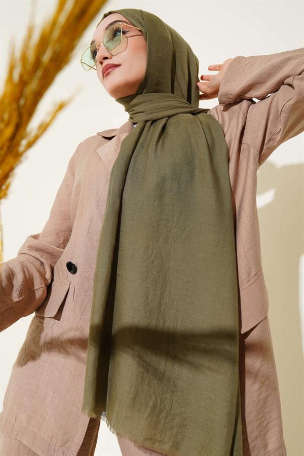Aya Series Thin Cotton Scarf Khaki -152