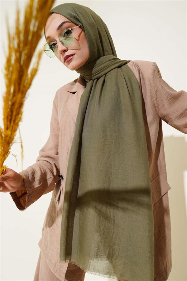 Aya Series Thin Cotton Scarf Khaki -152
