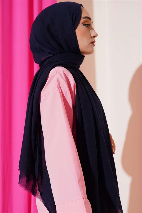Aya Series Thin Cotton Shawl Navy Blue -167